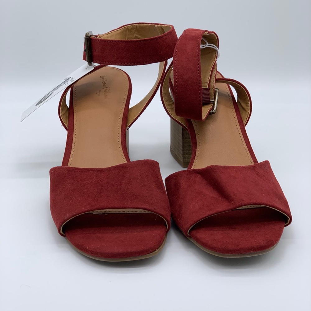 Deep red peep toe heels